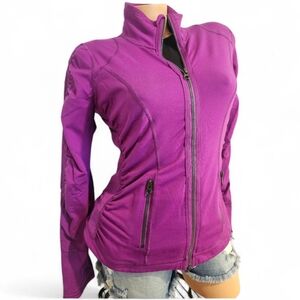 Zella Women's Purple Front Zip Ruched Active Jacket , size Medium